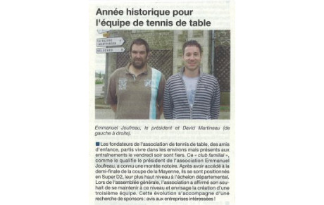 ARTICLE DU COURRIER DE LA MAYENNE SUR NOTRE CLUB