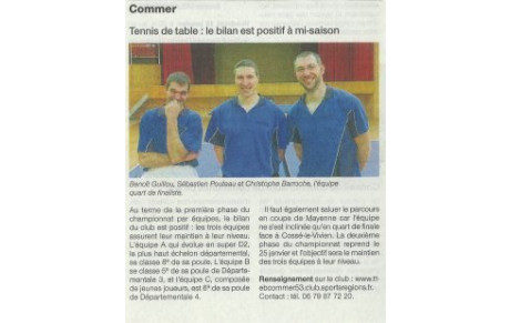 ARTICLE DU OUEST FRANCE SUR NOTRE CLUB