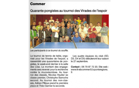 ARTICLE DU OUEST FRANCE SUR NOTRE CLUB
