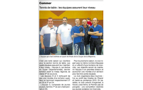 ARTICLE DU OUEST FRANCE SUR NOTRE CLUB